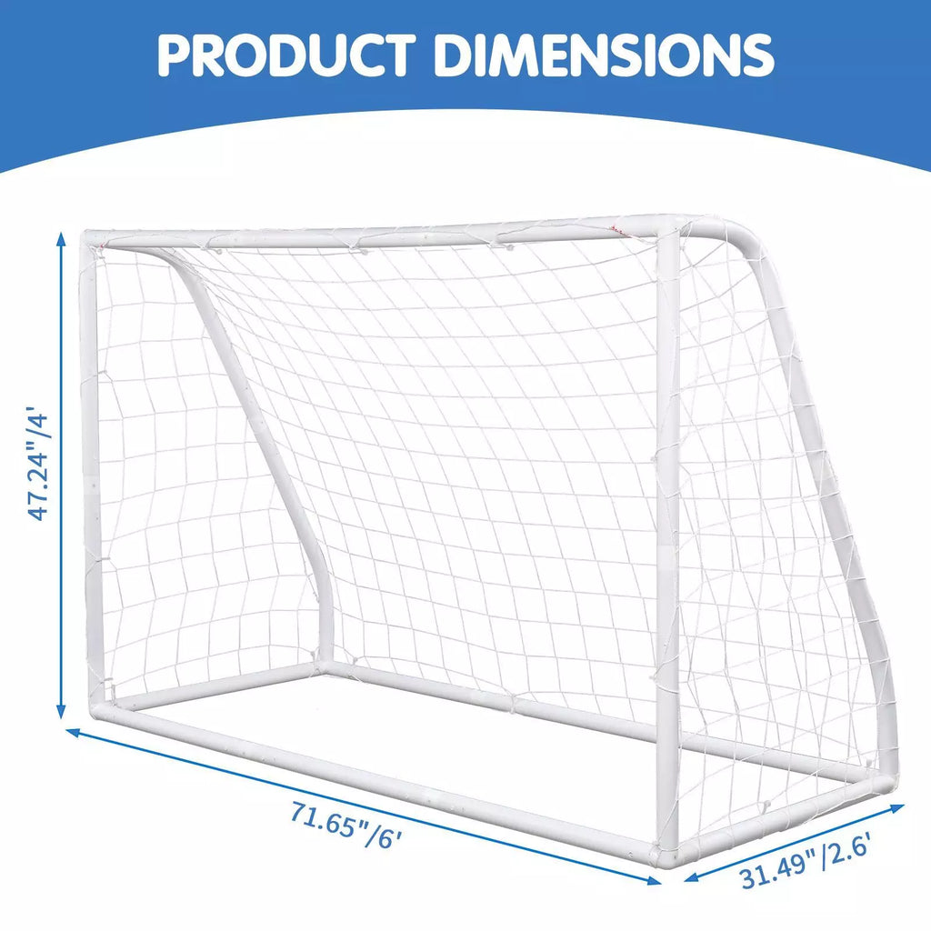 3-in-1 6x4FT Youth Soccer Goal with Ball, Pump & Target Cloth Set