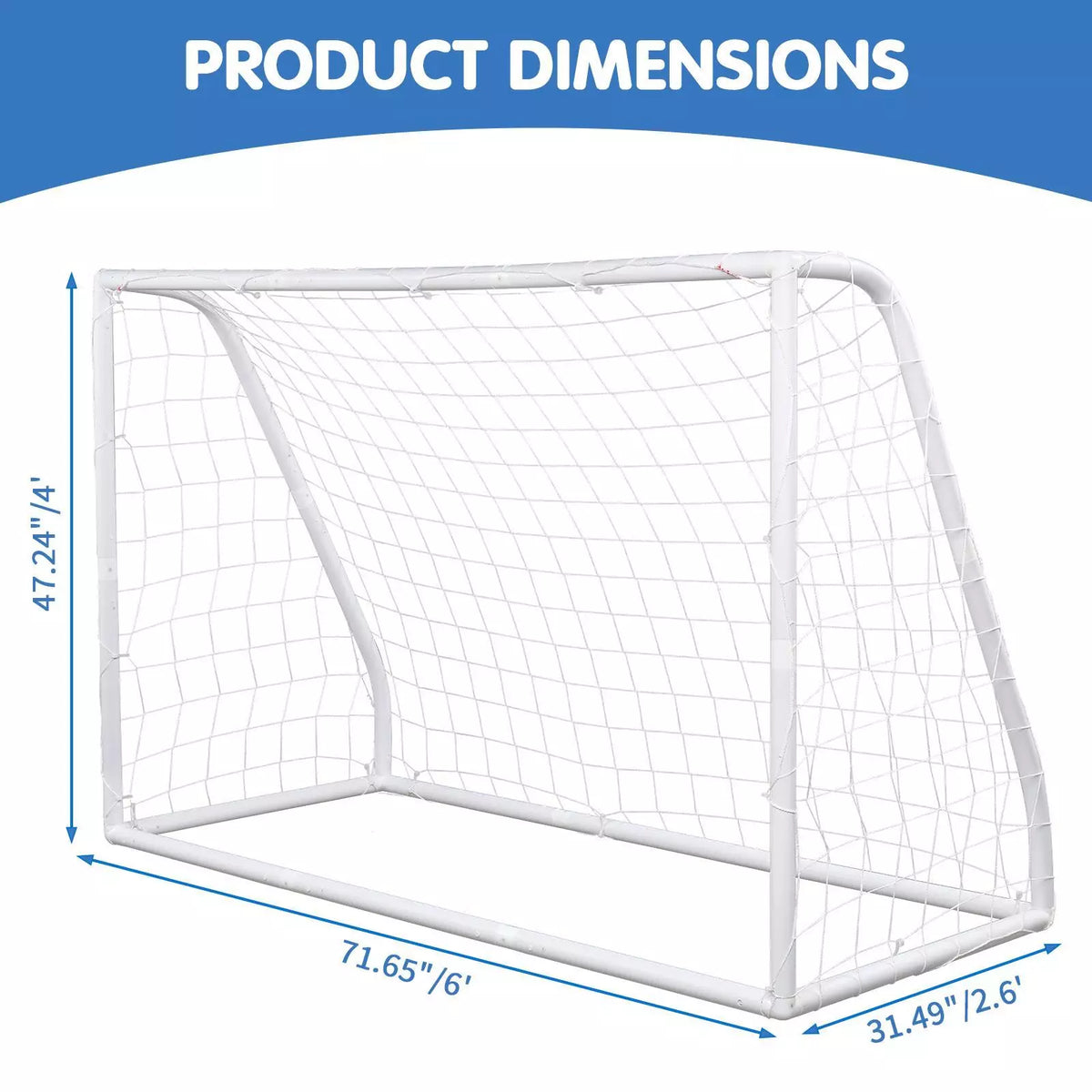 3-in-1 6x4FT Youth Soccer Goal with Ball, Pump & Target Cloth Set