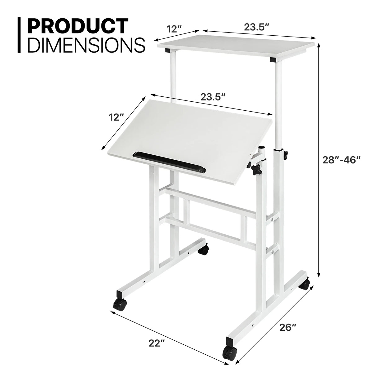 Adjustable Stand Up Laptop Desk with Wheels  Office Workstation