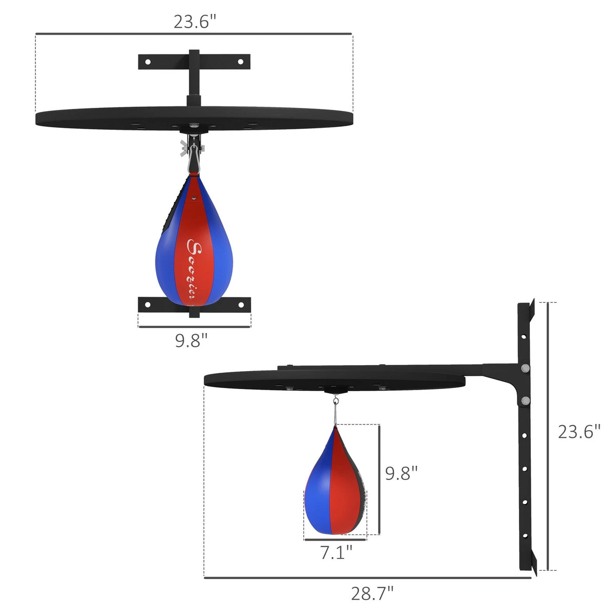 Adjustable Wall-Mounted Speed Bag Platform with 360° Swivel & Pump