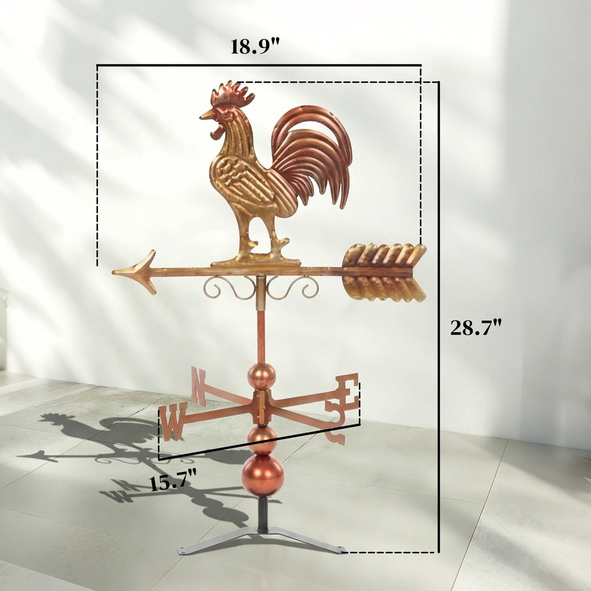 Outdoor Rooster Weathervane Metal Wind Direction Indicator Roof Mount