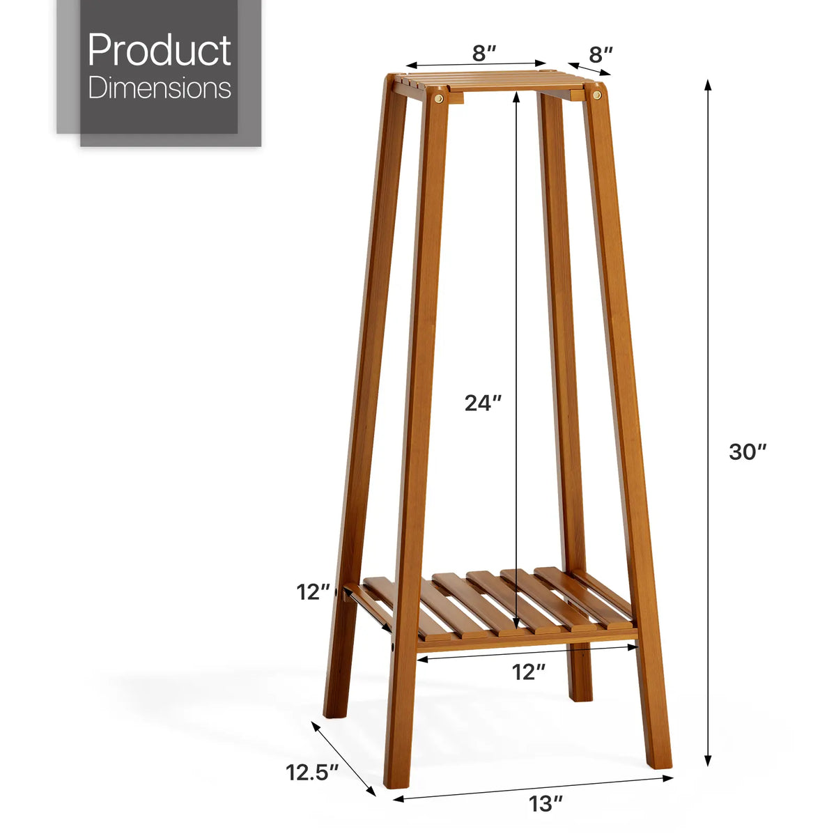 13" Bamboo 2-Tier Plant Stand Indoor/Outdoor Small Space Planter