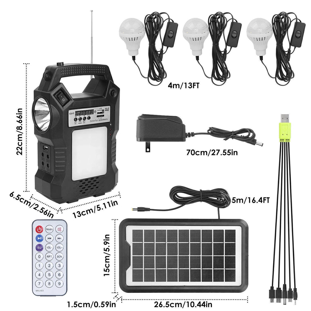 Solar Generator Kit Portable Power Station with Lights, USB & Radio