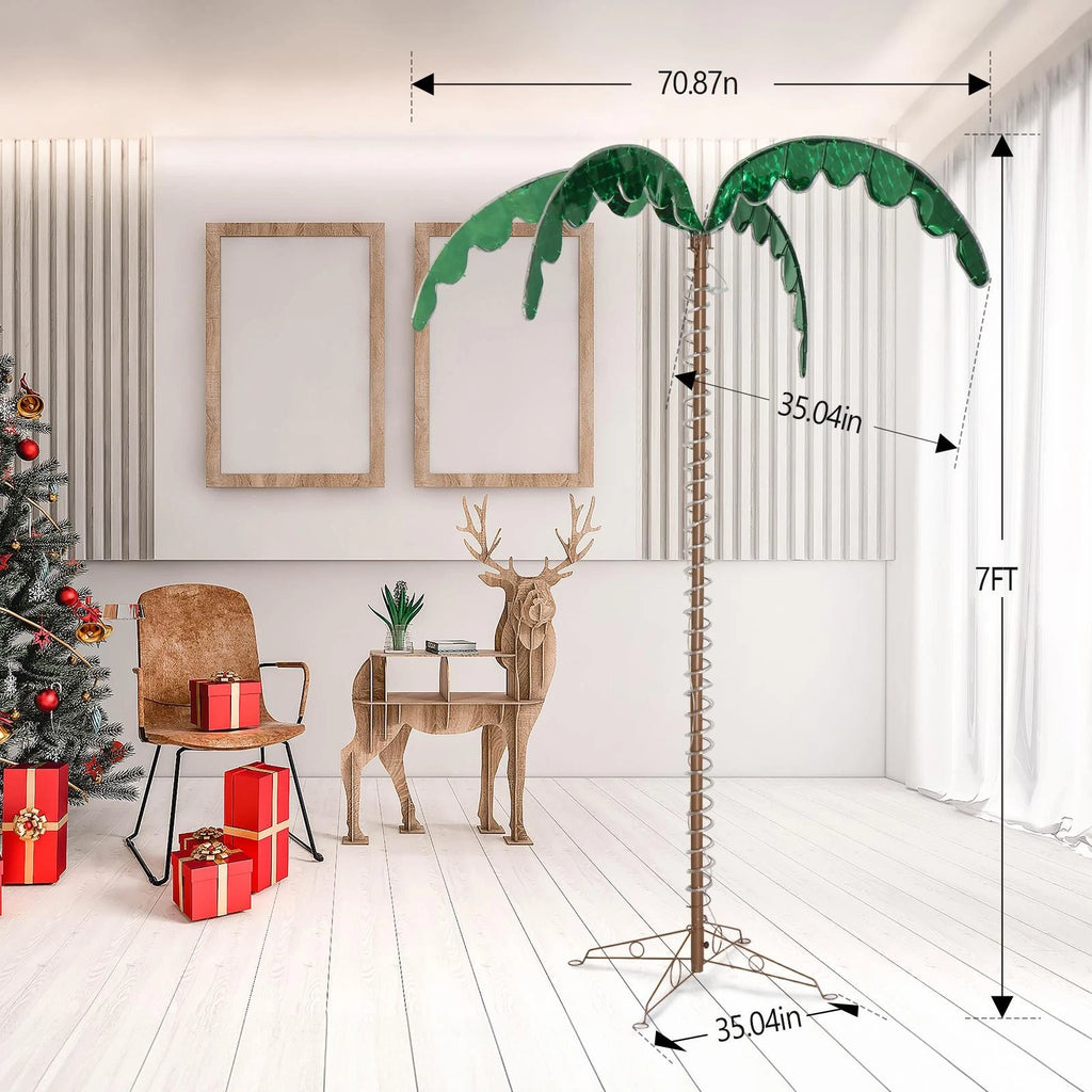 7FT LED Artificial Palm Tree Light for Outdoor Pool, Patio & Bar Decor