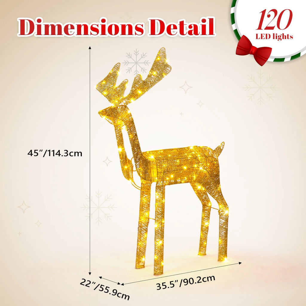 3.6FT Motorized Reindeer with Moving Head and Warm LED Christmas Display