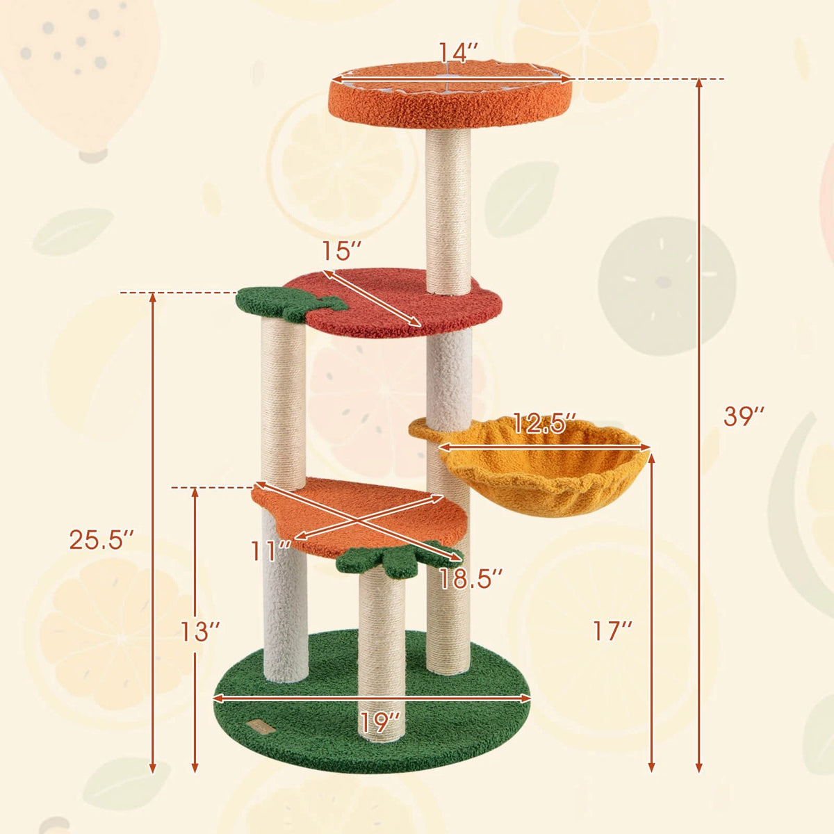 Cat Tree with Hammock, Scratching Posts & Perch Colorful