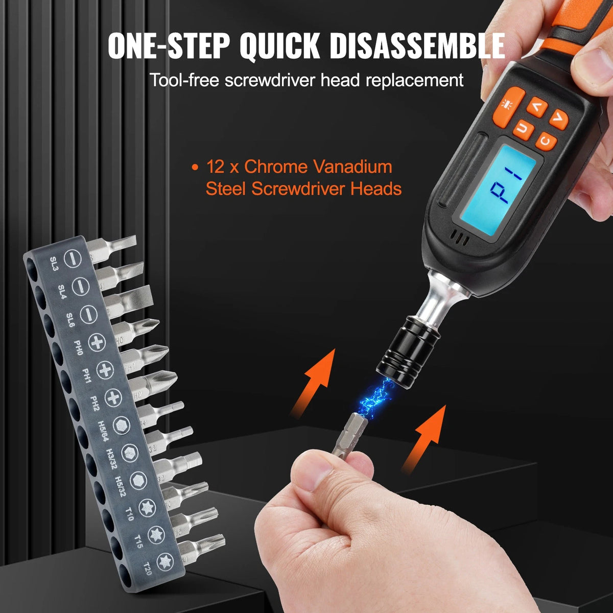 Digital Torque Wrench Set 1/4" with Adjustable Bits & Carrying Case