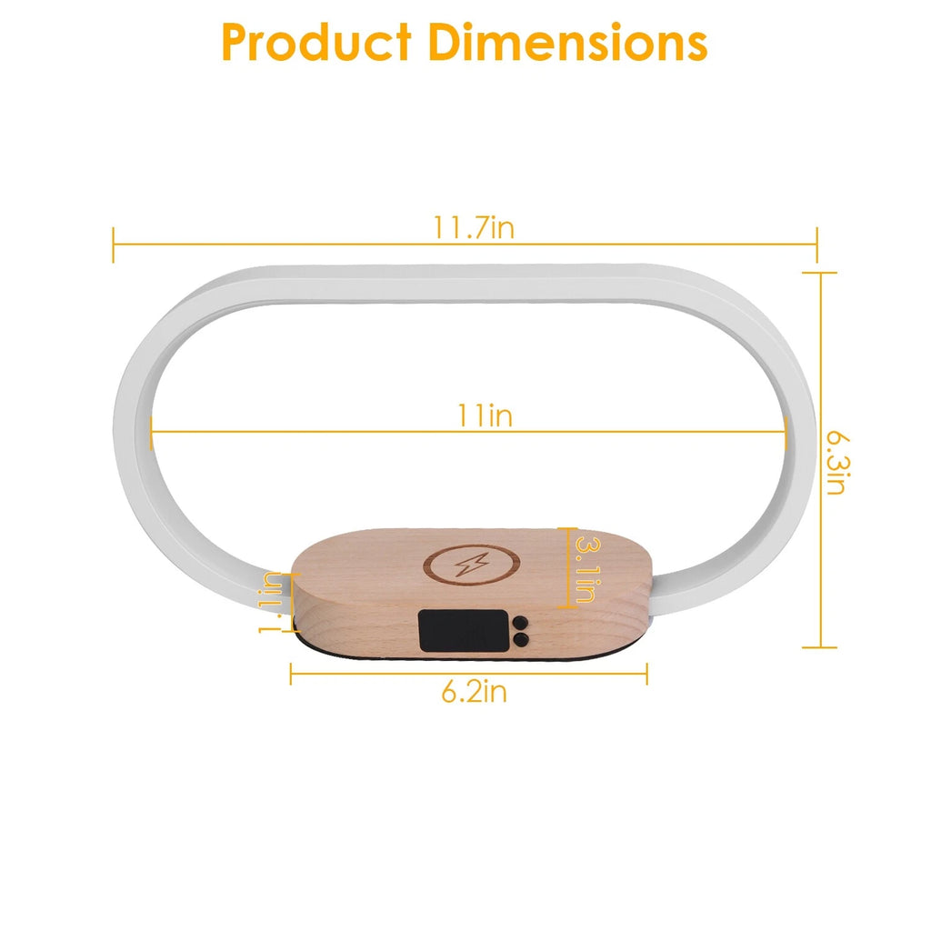 Modern LED Bedside Lamp with Wireless Charger, USB Port & Clock Hub