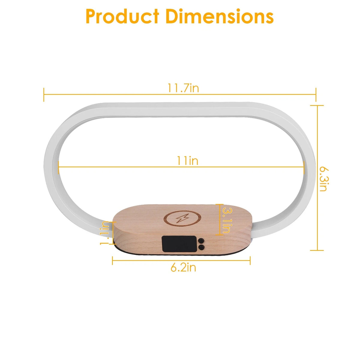 Modern LED Bedside Lamp with Wireless Charger, USB Port & Clock Hub