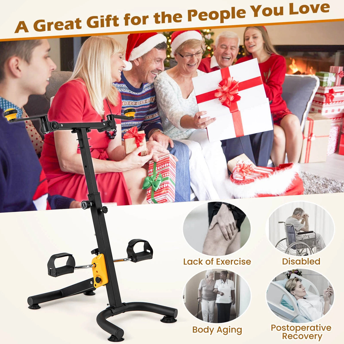Folding Pedal Exercise Bike with Adjustable Resistance Home Workout