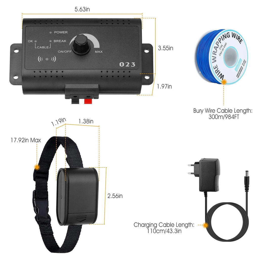 Dual Collar Electric Dog Fence System with 1.2 Acre Range Safe
