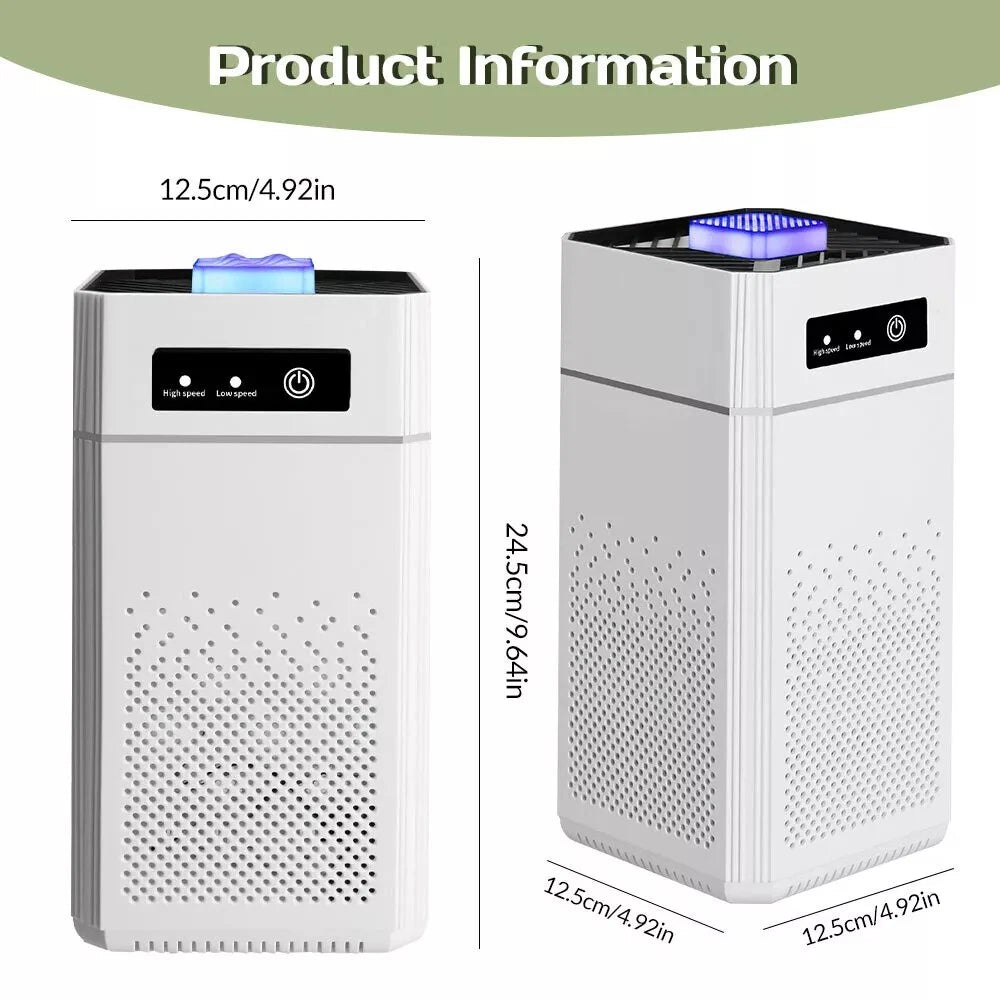 Portable HEPA Air Purifier USB Large Room Cleaner Smoke Dust Odor
