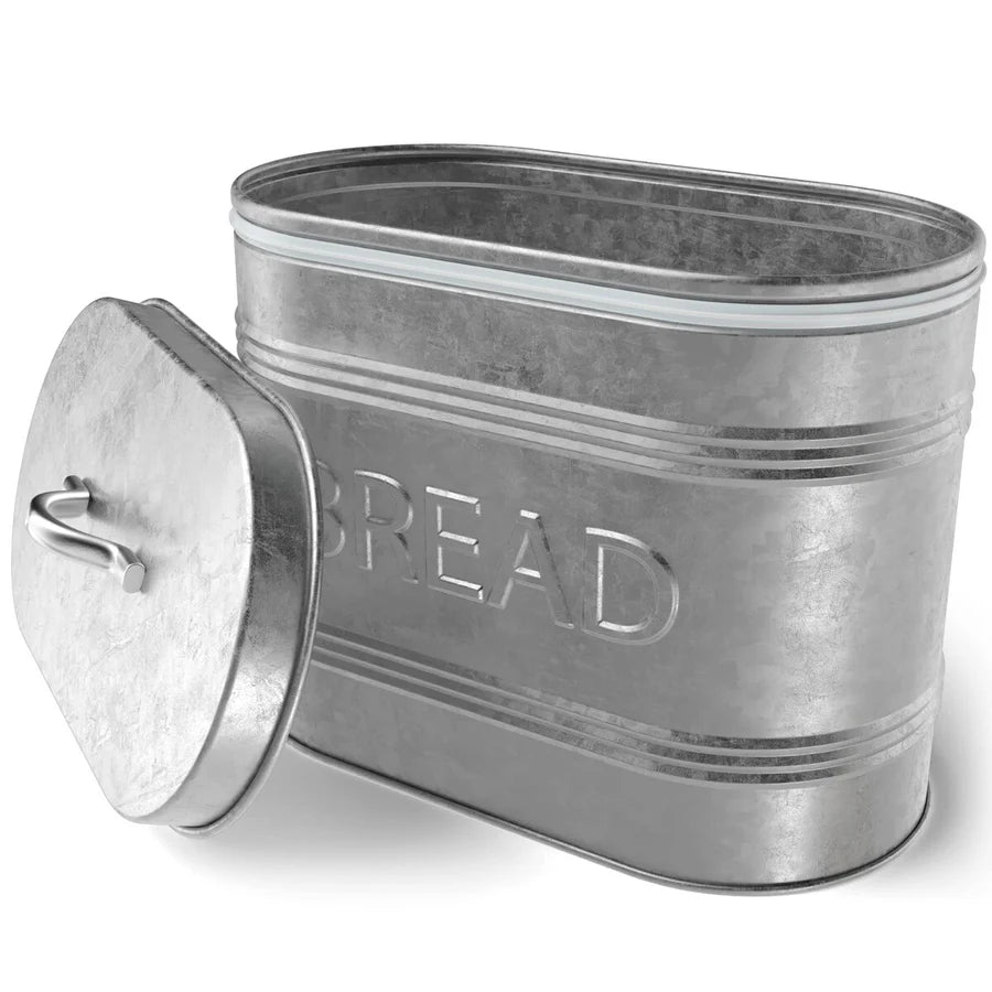 Galvanized Bread Box Kitchen Counter Storage Rustic