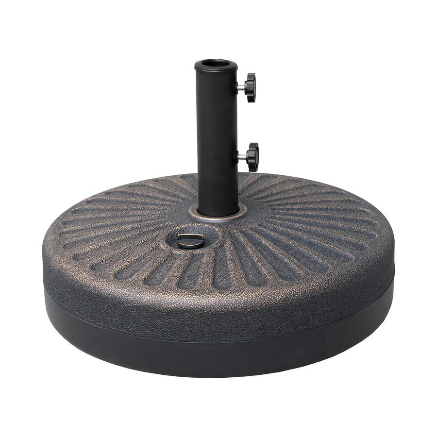 Heavy-Duty 55-lb Fillable Round Patio Umbrella Base with Knobs Bronze