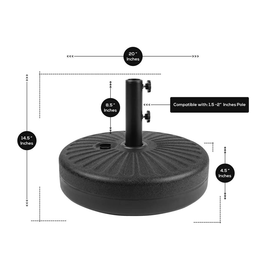 Heavy-Duty 55-lb Fillable Round Patio Umbrella Base with Knobs Bronze