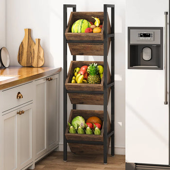 3-Tier Vertical Basket Storage Tower Kitchen Pantry Rack