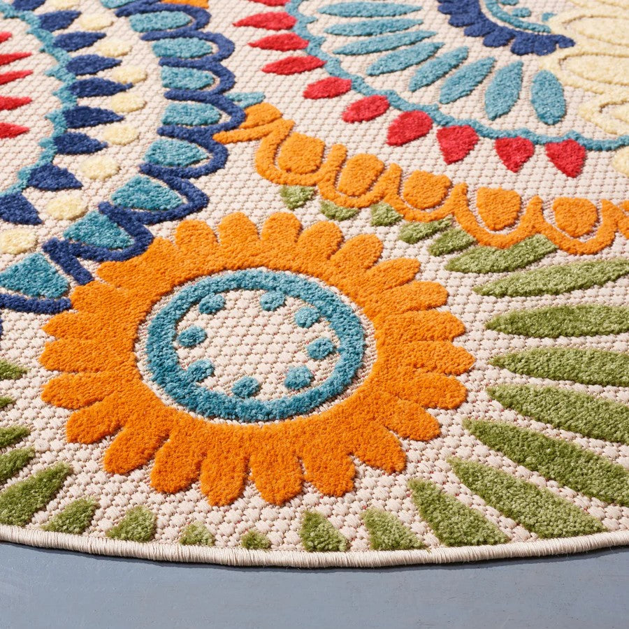 Waterproof Round Floral Rug Indoor Outdoor Home Decor 6'7"