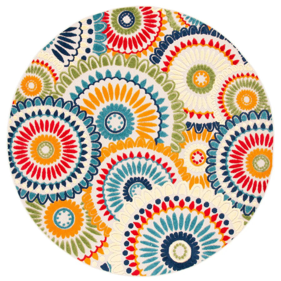 Waterproof Round Floral Rug Indoor Outdoor Home Decor 6'7"