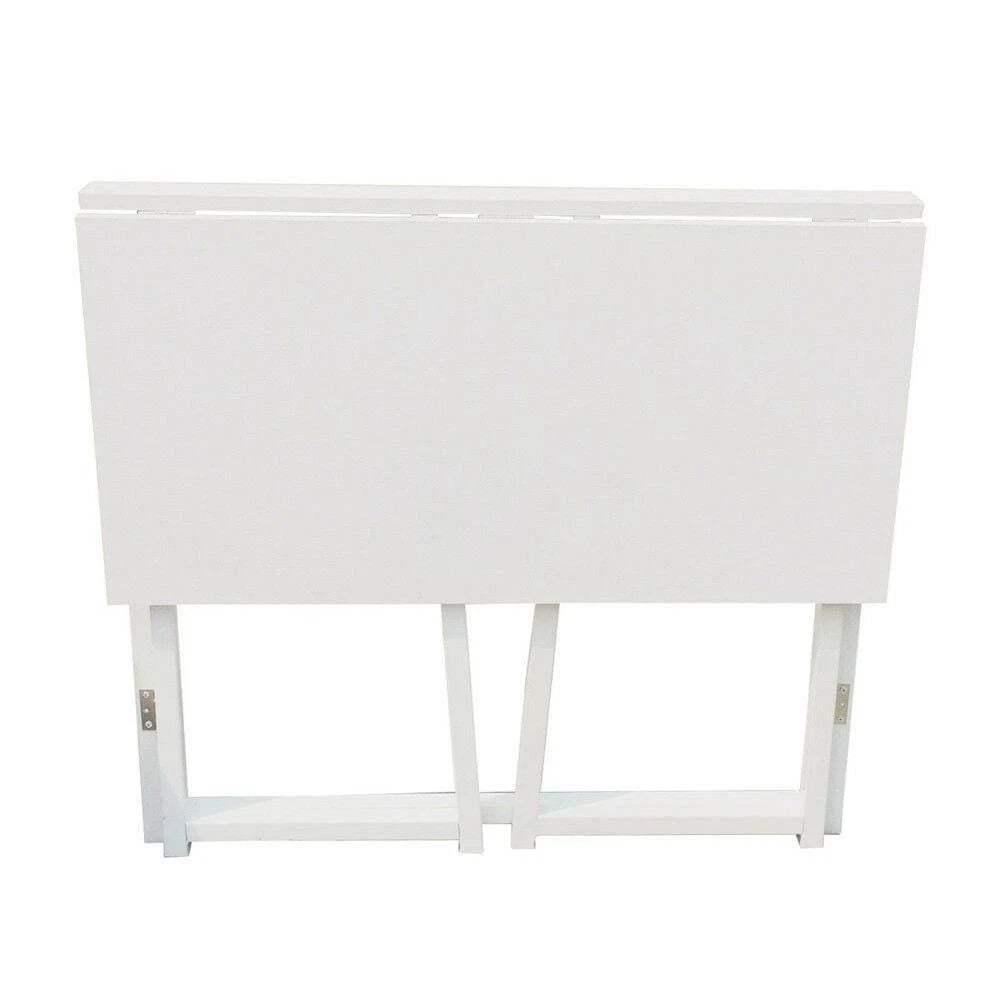 Foldable white computer desk with compact space-saving design