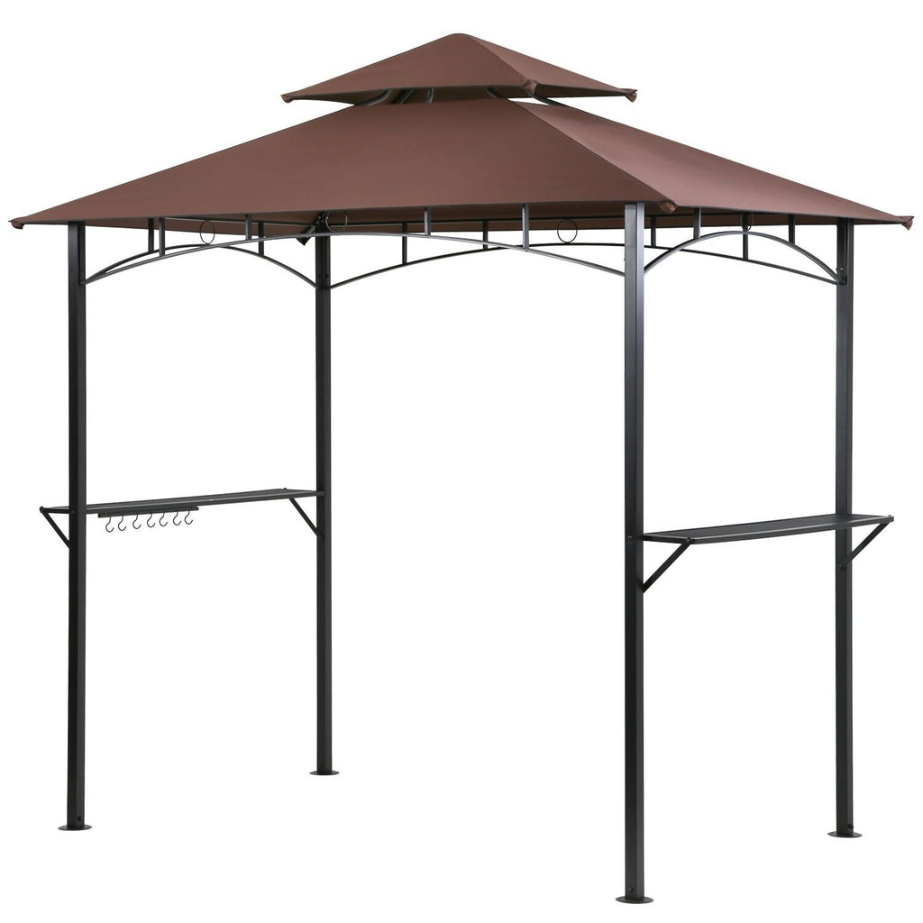 8' x 5' Barbecue Gazebo Canopy Pergola Grill Tent w/ Air Vent Brown