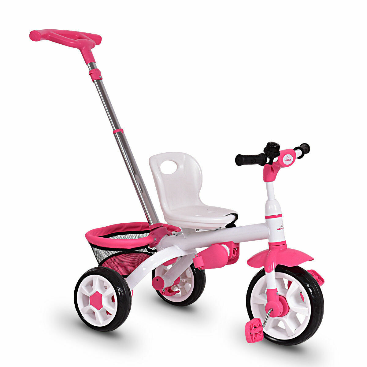 Kids Baby Stroller Tricycle Bike with Canopy and Basket Toy Pink