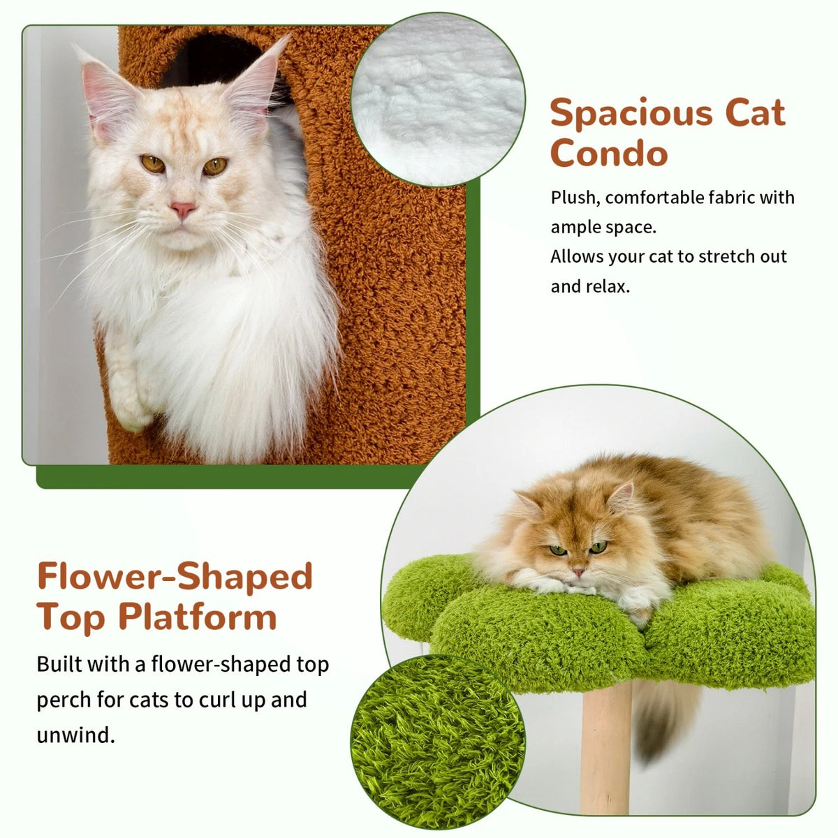 Large Green Cat Tree Tower with Condos and Scratching Posts