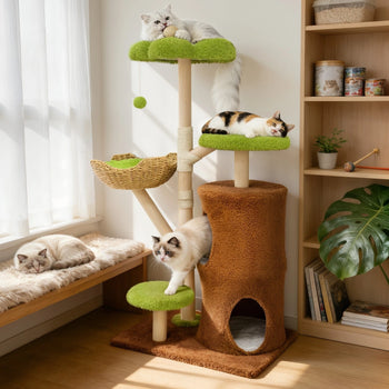 Large Green Cat Tree Tower with Condos and Scratching Posts