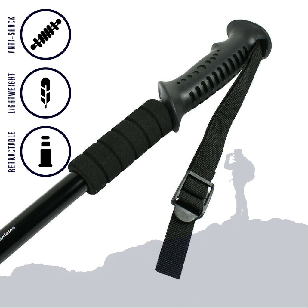 Pair of Anti-Shock Trekking Poles Adjustable Alpenstock Sticks