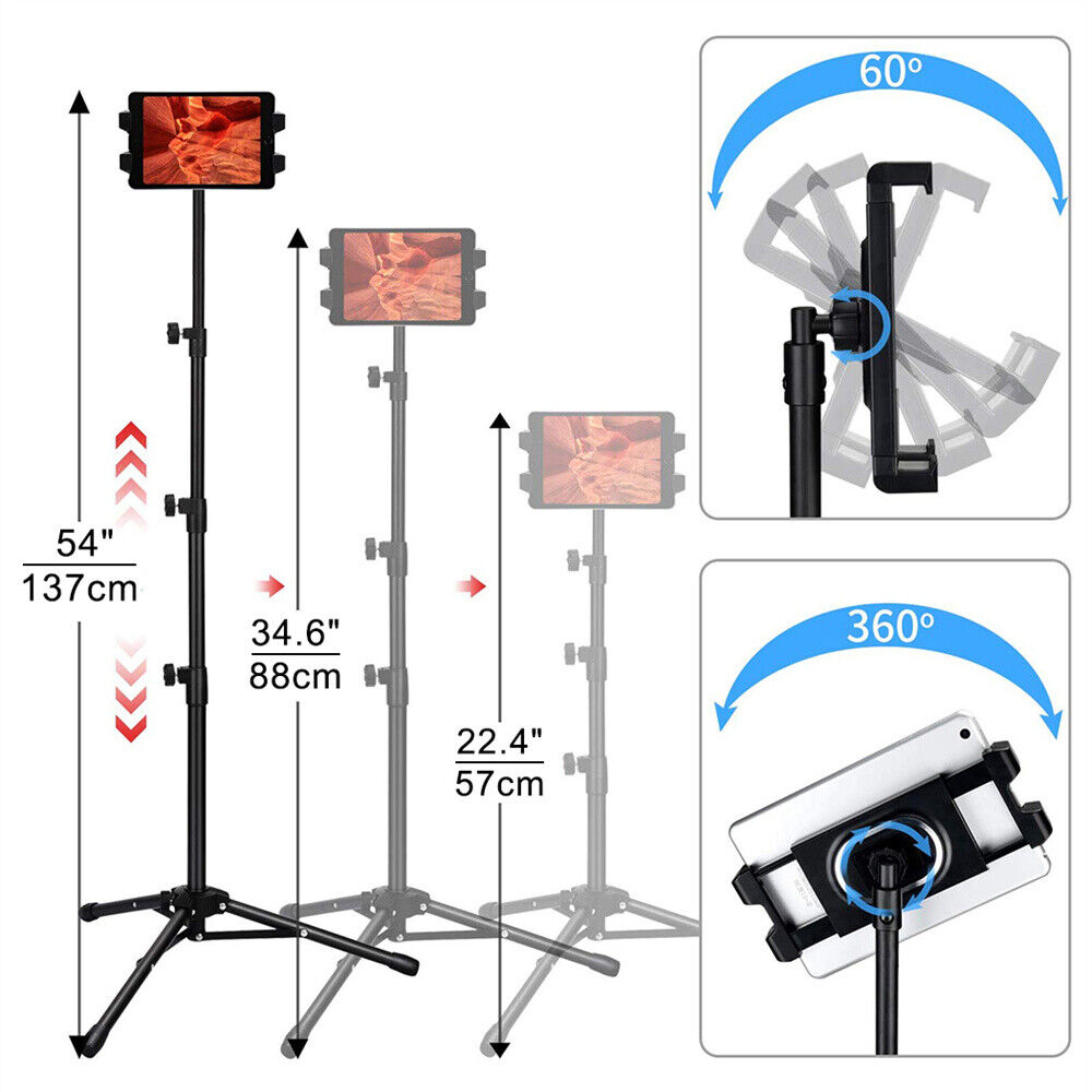 Adjustable Floor Tripod Stand for 4.7-12.9" Tablets