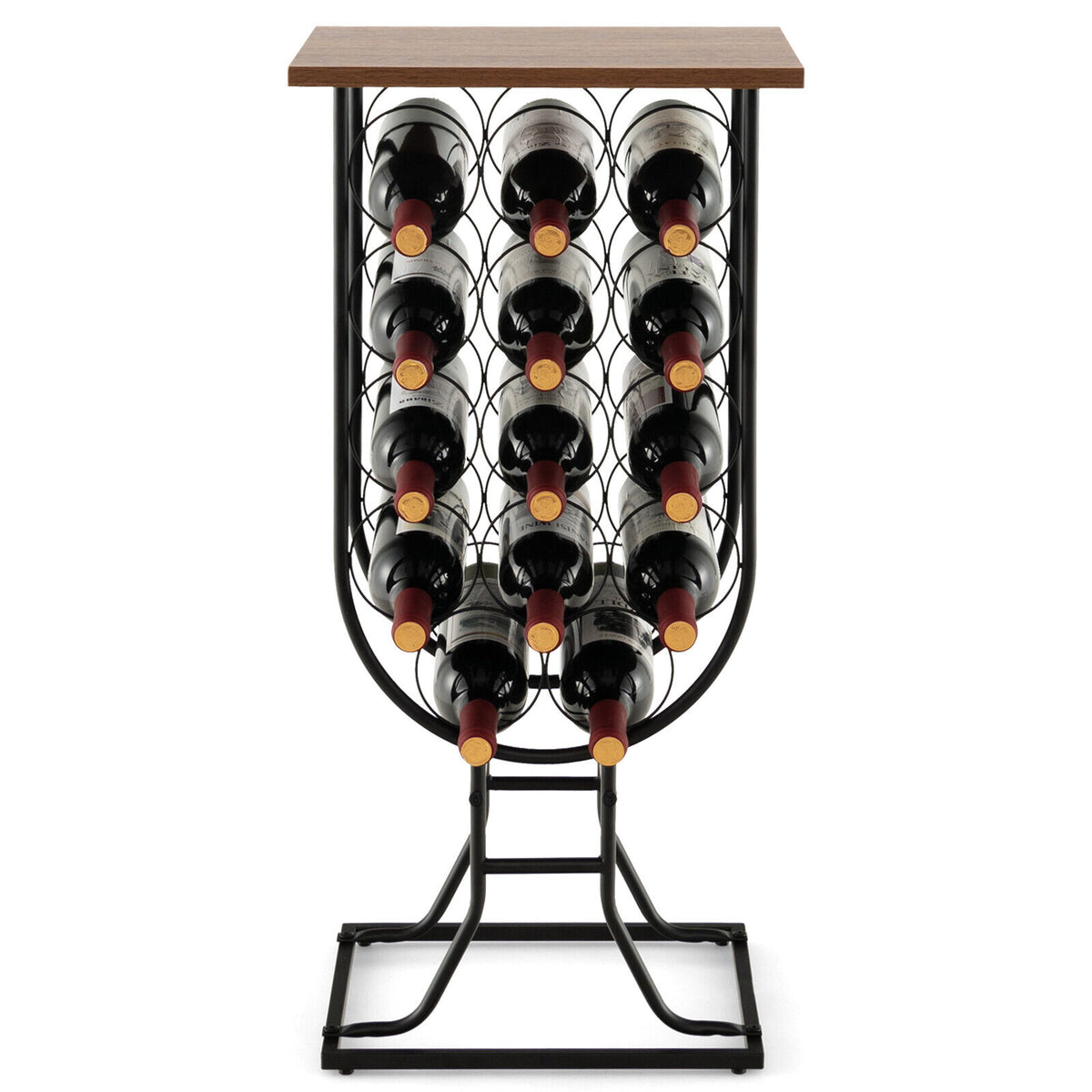 Freestanding Wine Storage Console Table with 14-Bottle Wine Rack