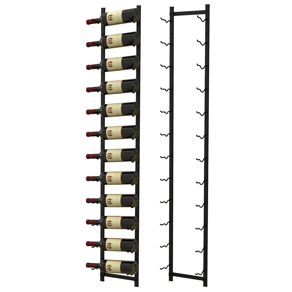 Wall Mounted Metal Wine Rack Display Holder with 12 Bottles Capacity