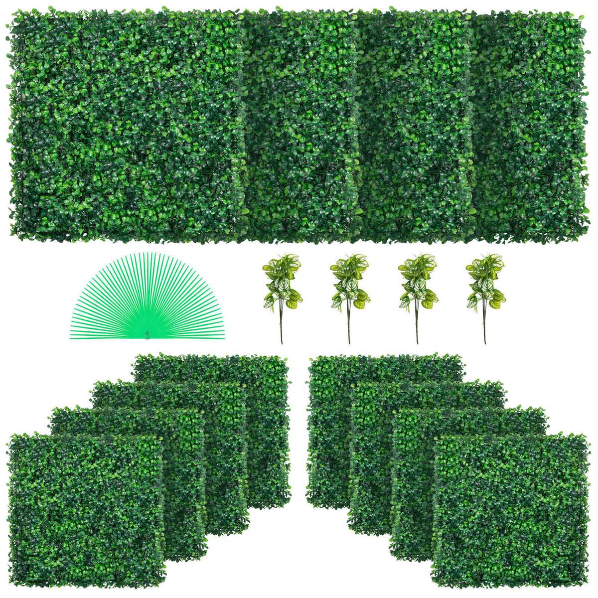 20x20" Artificial Boxwood Wall Hedge Panels Set of 12