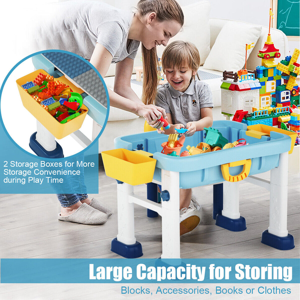 6-in-1 Kids Activity Table Set with Chairs & Building Blocks