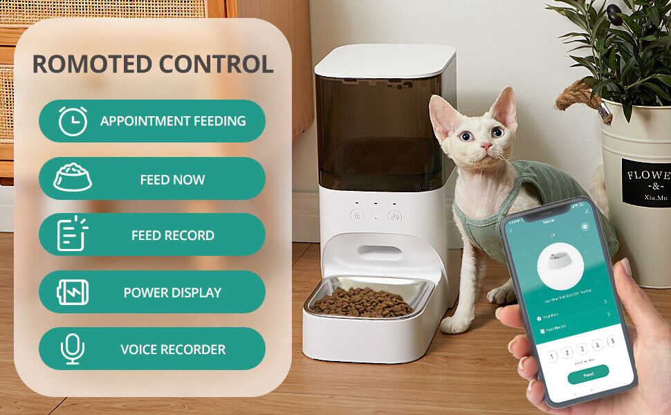 Smart Automatic Cat Feeder APP Control 4L Food Dispenser