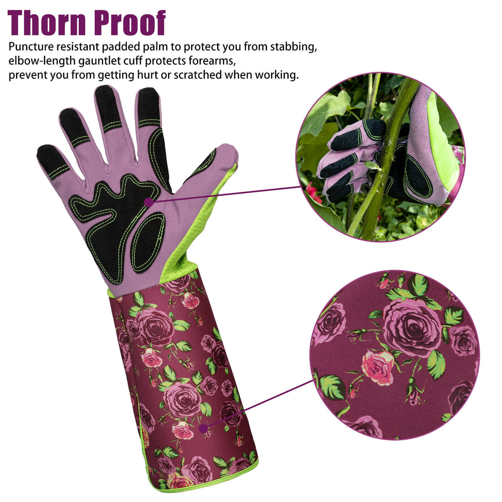 1 Pair of Thorn Proof Gardening Long Gloves Pink