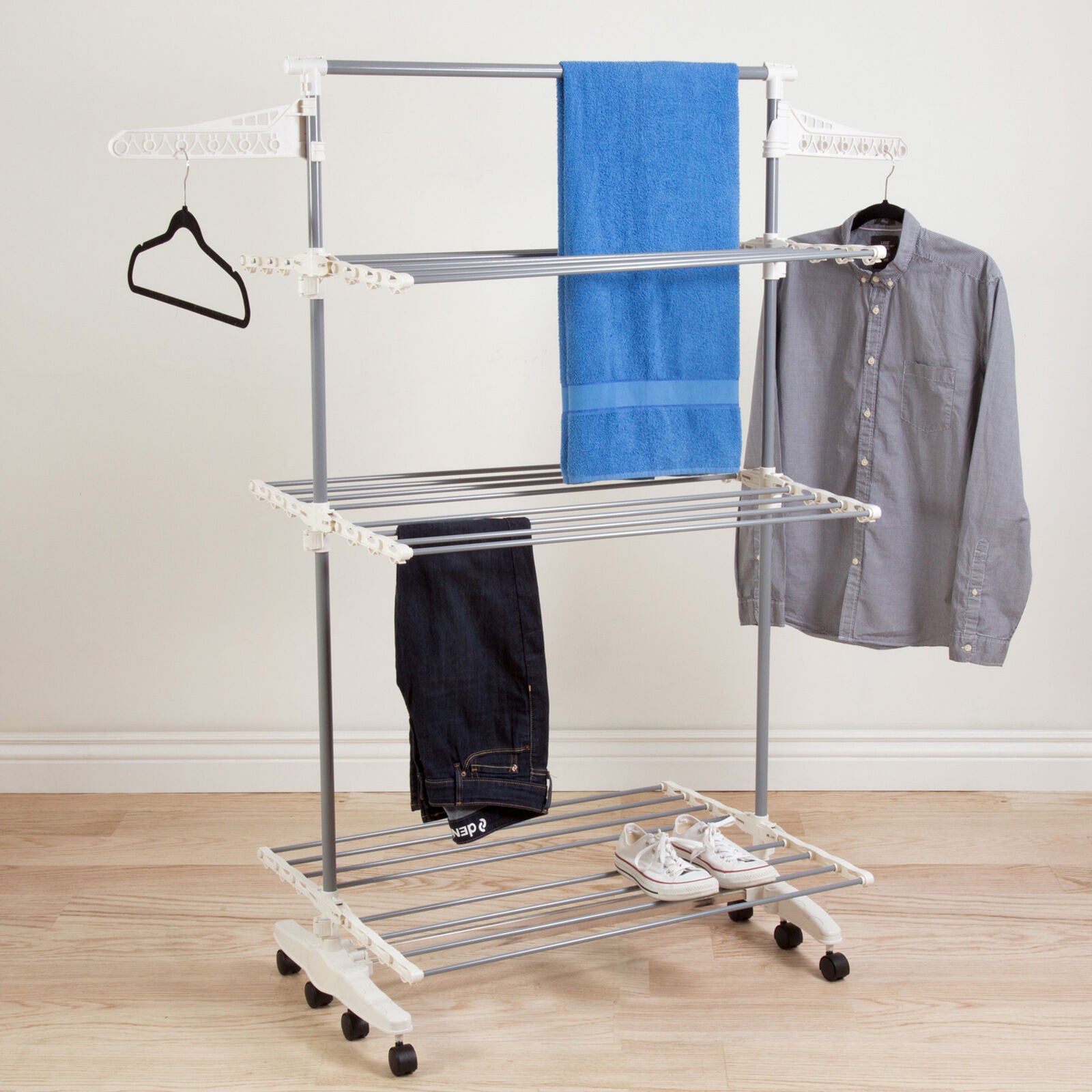 Stainless Steel Heavy Duty 3-Tier Laundry Rack Indoor & Outdoor Clothing Shelf