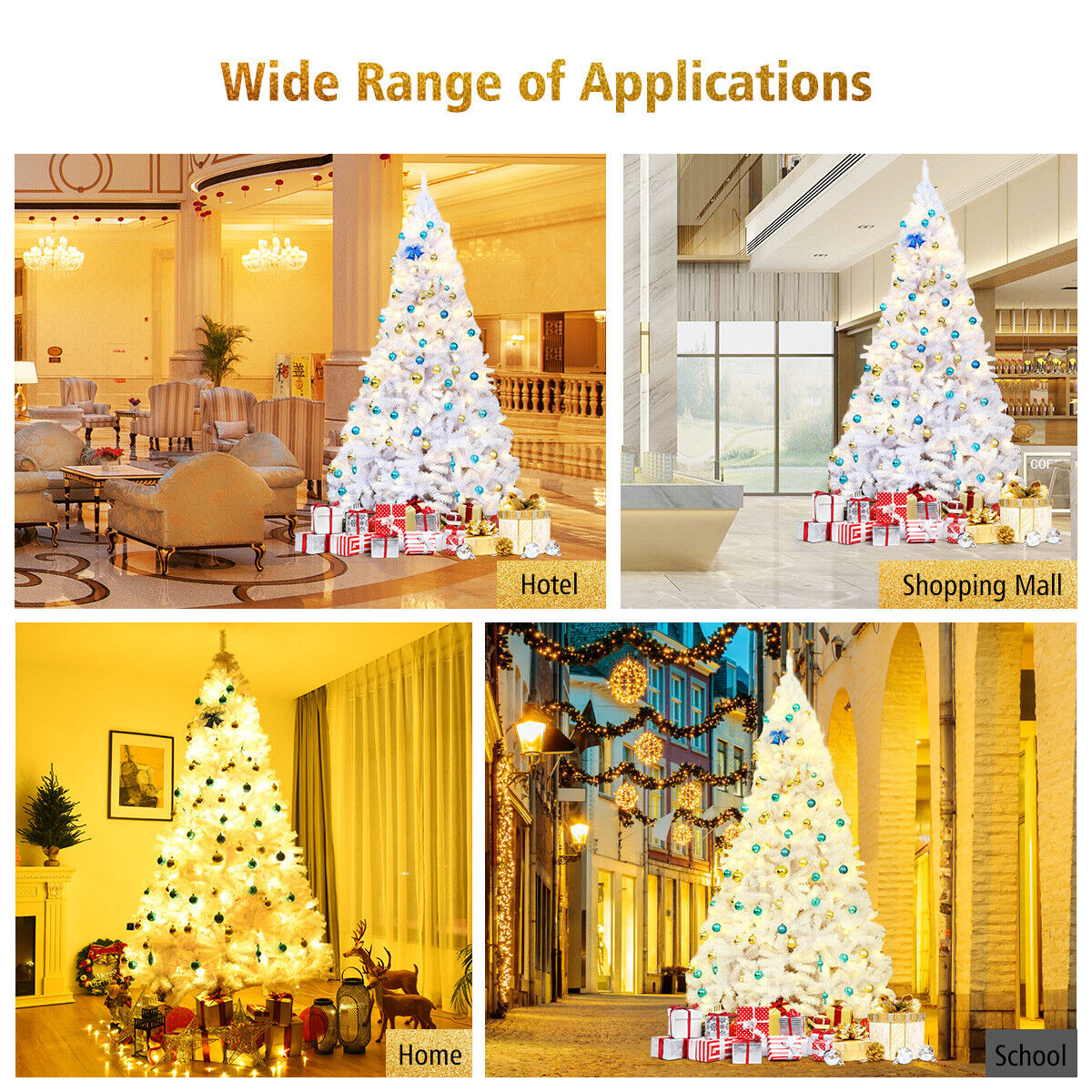 9 Feet Hinged Artificial Christmas Tree With 2132 Branches & Iron Base