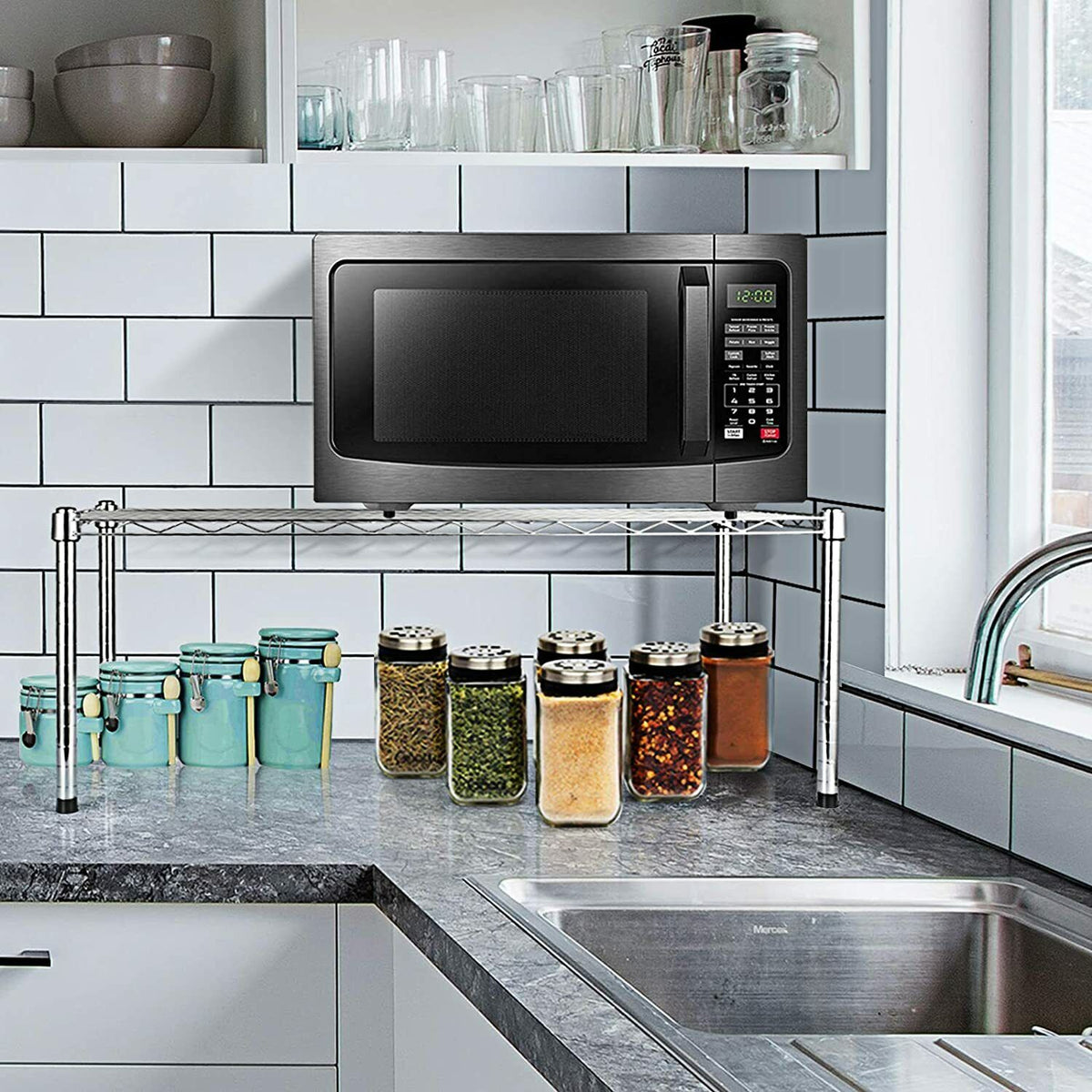 1-Tier Wire Shelving Rack for Organized Storage