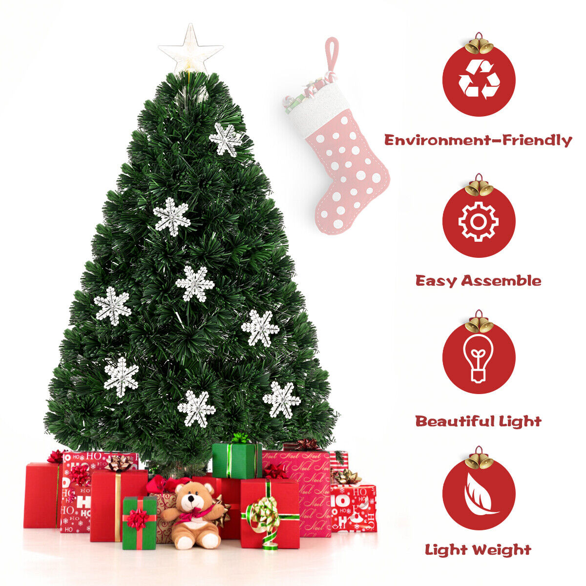3-Foot Mini Pre-lit Christmas Tree With Multicolor Fiber Optic Lights