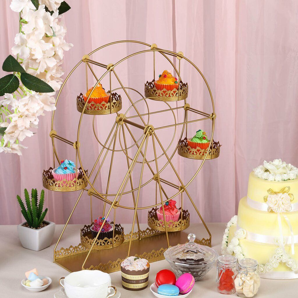 23" Gold Rotating Cupcake Stand Ferris Wheel Design Wedding Decoration
