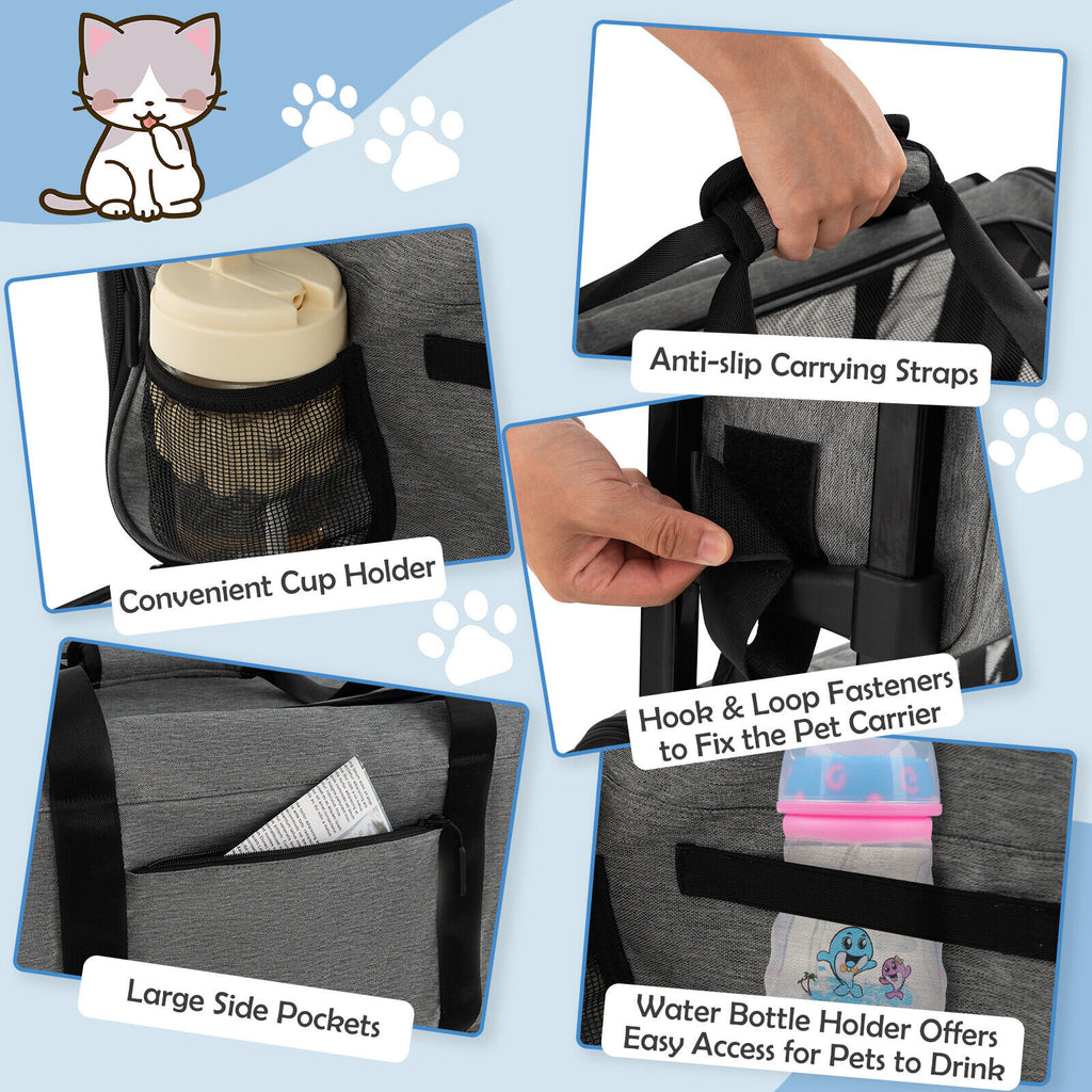 Rolling Travel Pet Carrier with Telescopic Handle for Cats and Dogs
