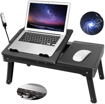 Foldable Laptop Table Tray Desk with Cooling Fan
