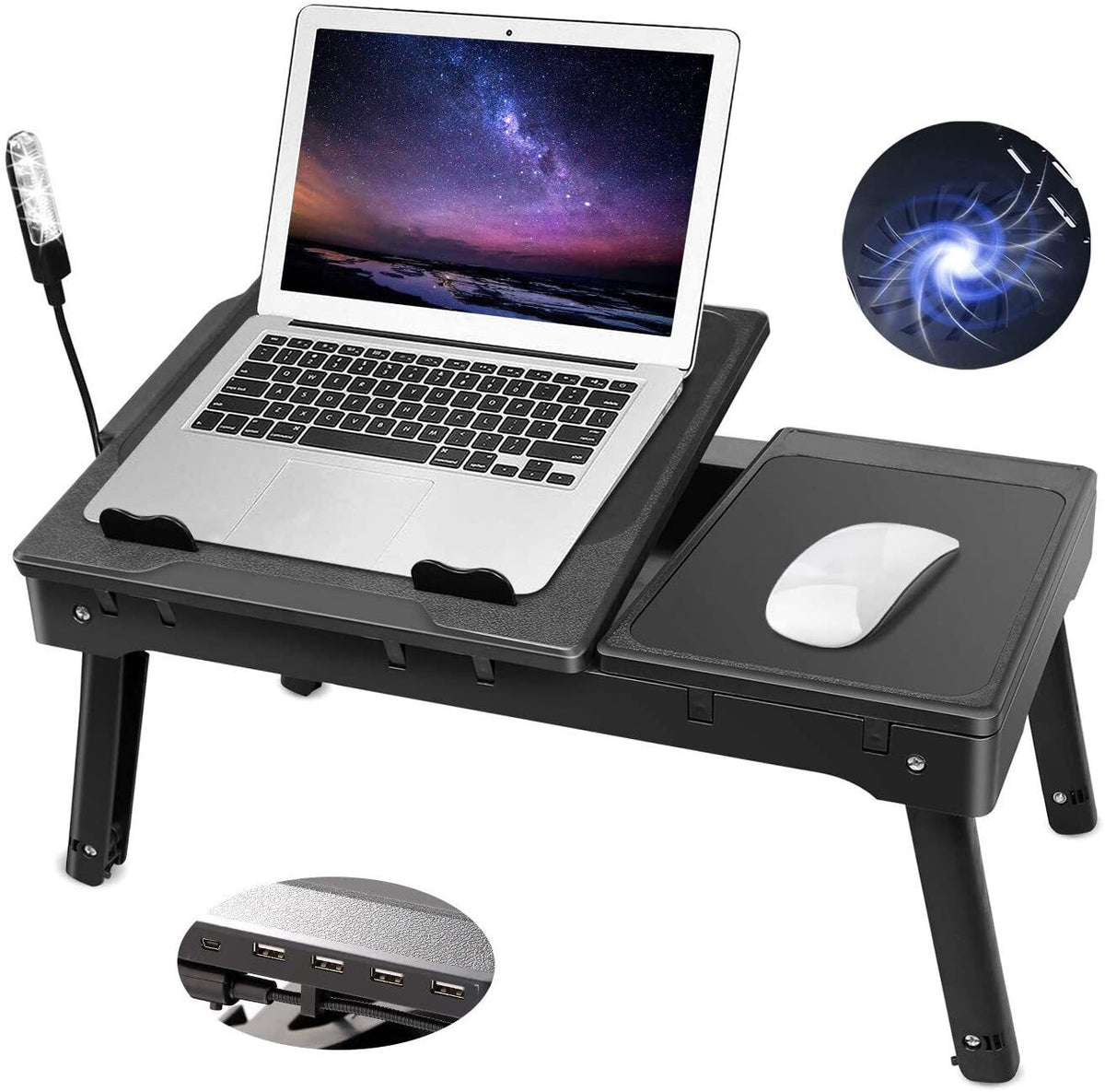 Foldable Laptop Table Tray Desk with Cooling Fan