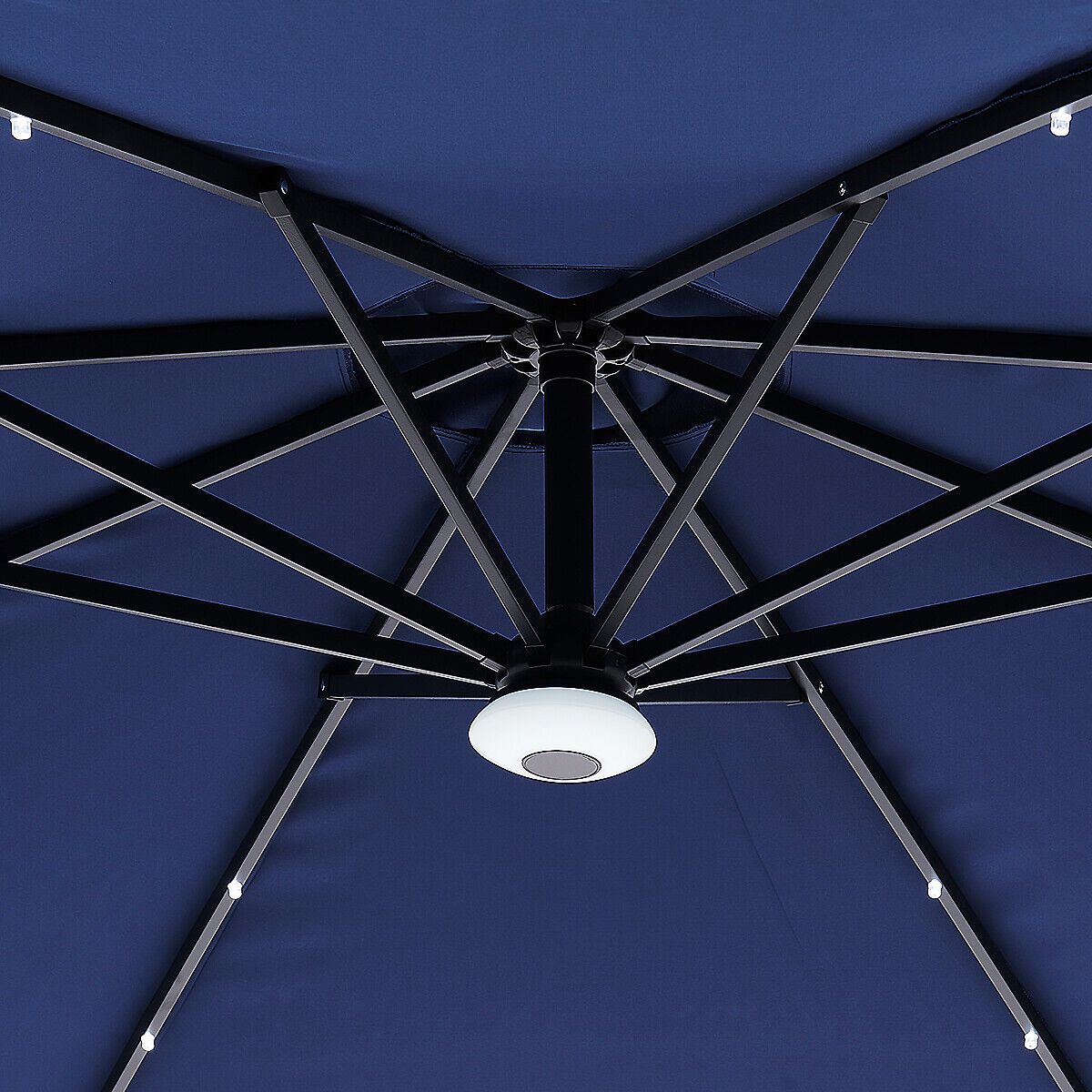 Offset Hanging Umbrella With LED Lights and Steel Ribs For Outdoor Use