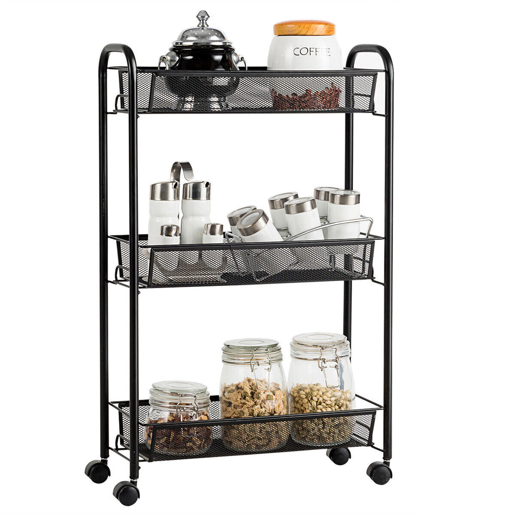3-Tier Rolling Storage Cart Utility Trolley Stand