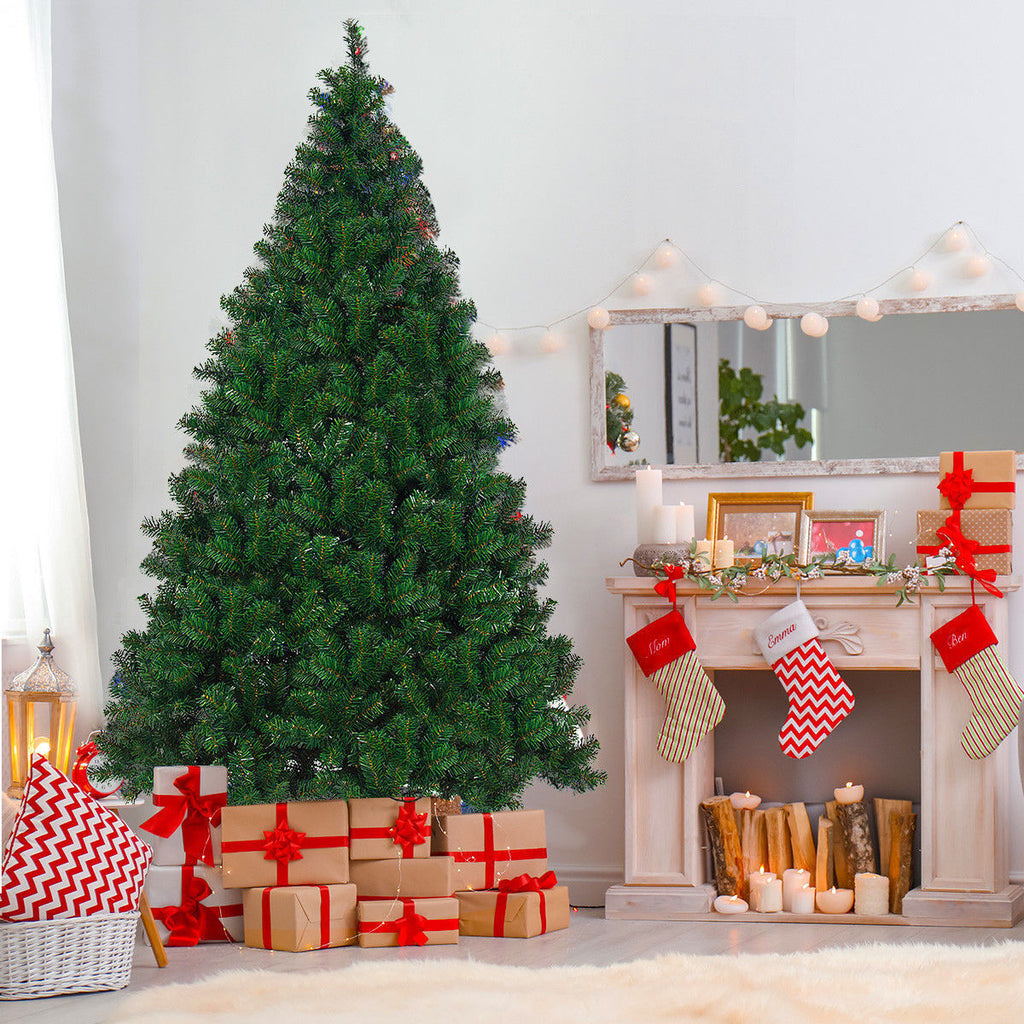 7.5 Feet Pre-Lit Artificial Hinged Christmas Tree W/ Stand & LED Light