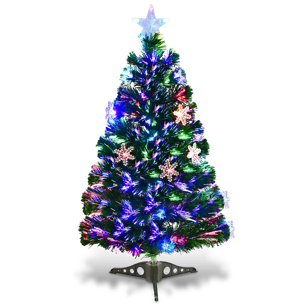 3-Foot Mini Pre-lit Christmas Tree With Multicolor Fiber Optic Lights