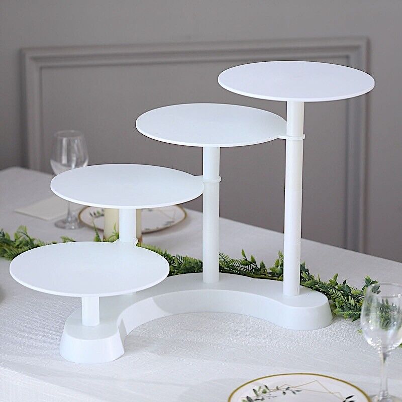 4-Tier Plastic Cake Cupcake Stand Pillar Design Wedding Party Display White