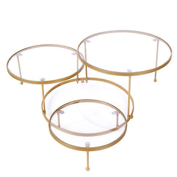 3 Tier Gold Metal Cake Dessert Stand Clear Acrylic Wedding Table Decor