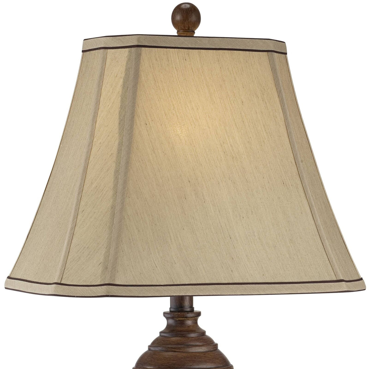 Carved Wooden Bedside Table Lamp Two-Tone Brown Rustic Wooden Desk Light